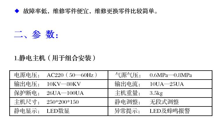 自動(dòng)靜電噴槍產(chǎn)品參數(shù)